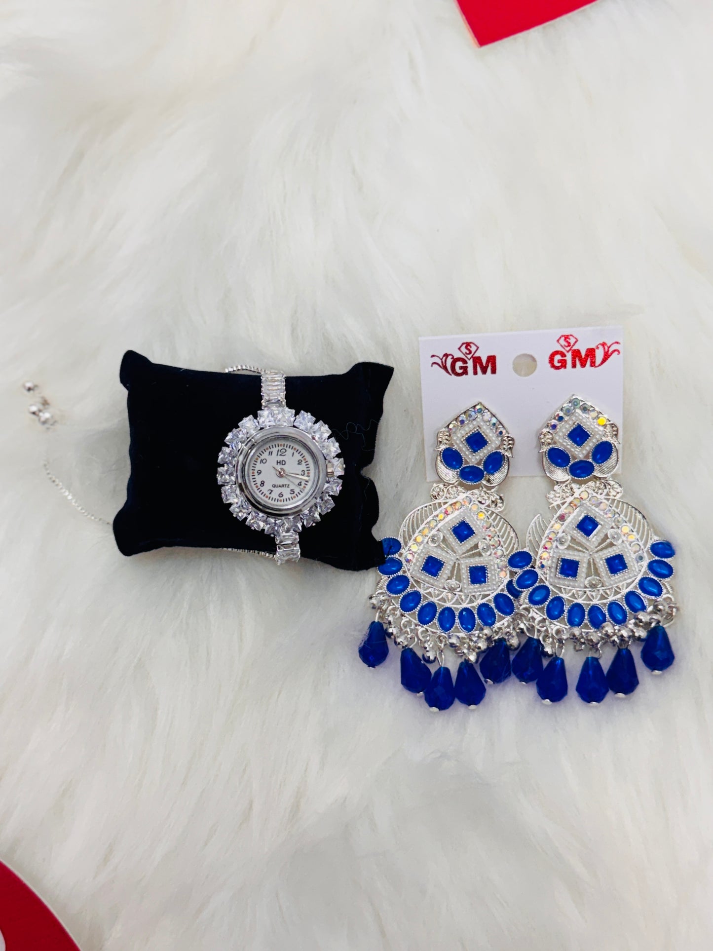 Premium Shine Watch , 1 Set Big Jhumka And Love Notes With Love Pauch