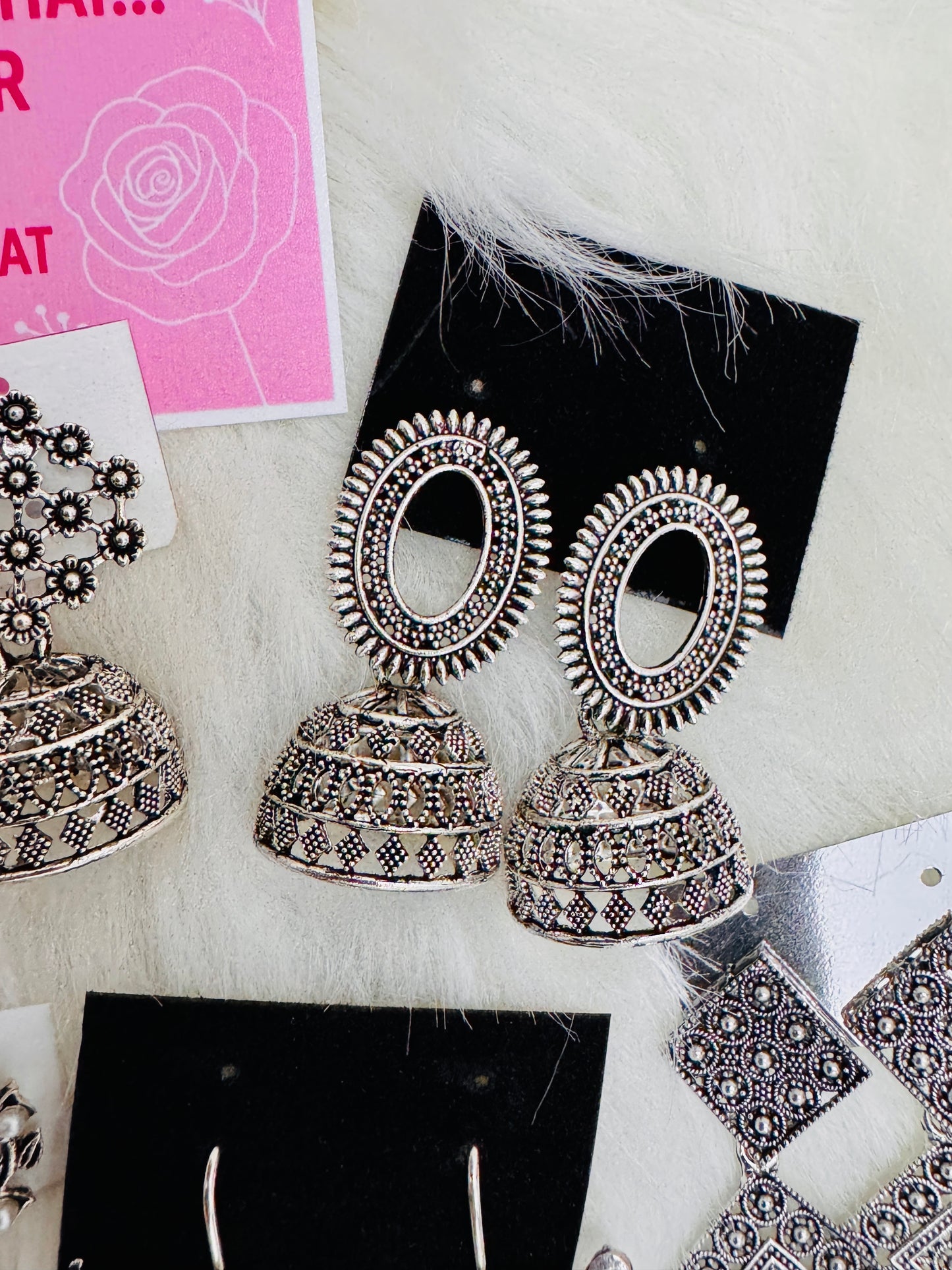 Set Of 15 beutifull Oxidized Designer Stud Earrings With Folding Jewelry Box