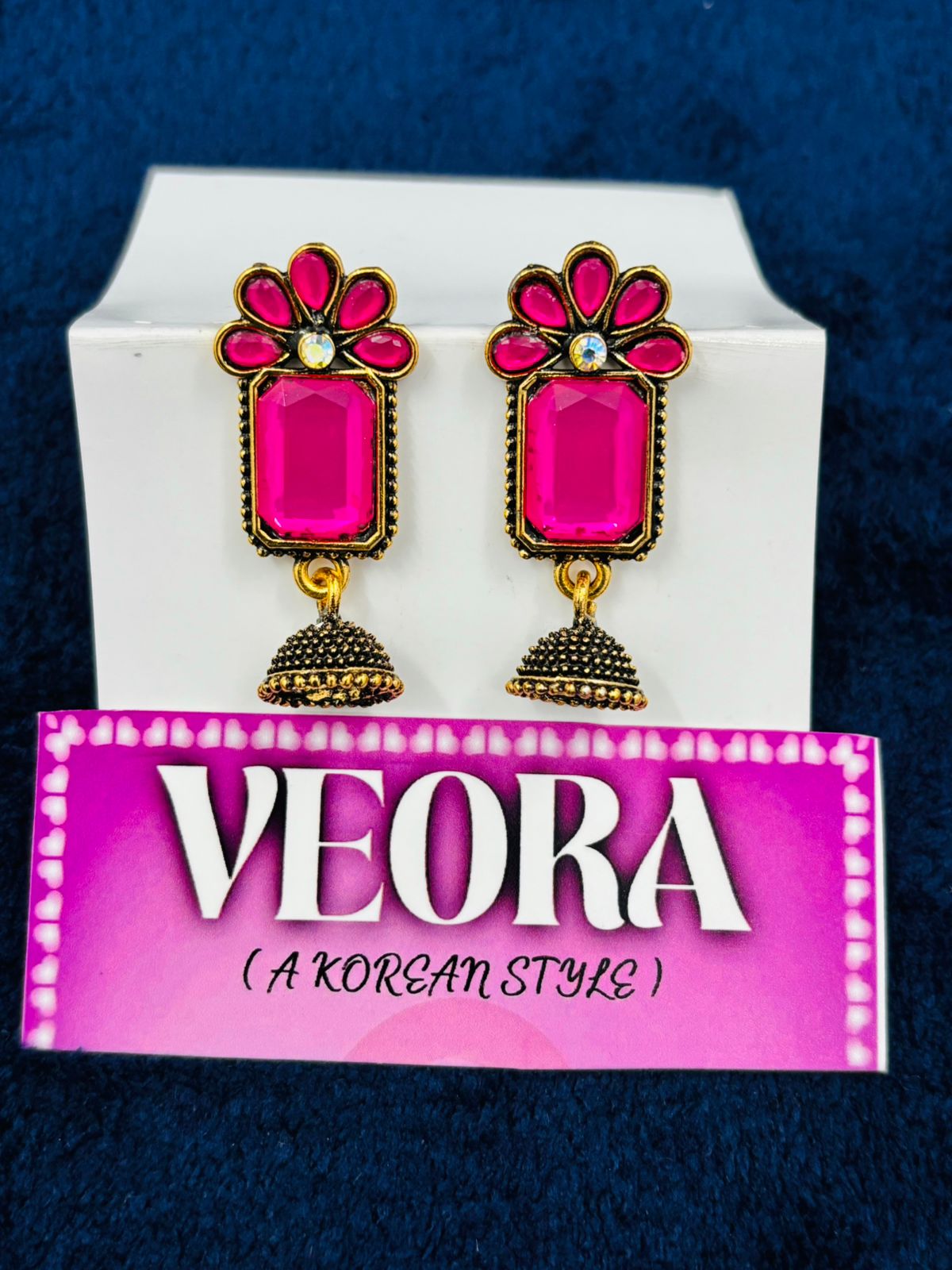 Luxery Best with pink colour Earrings set Of 1