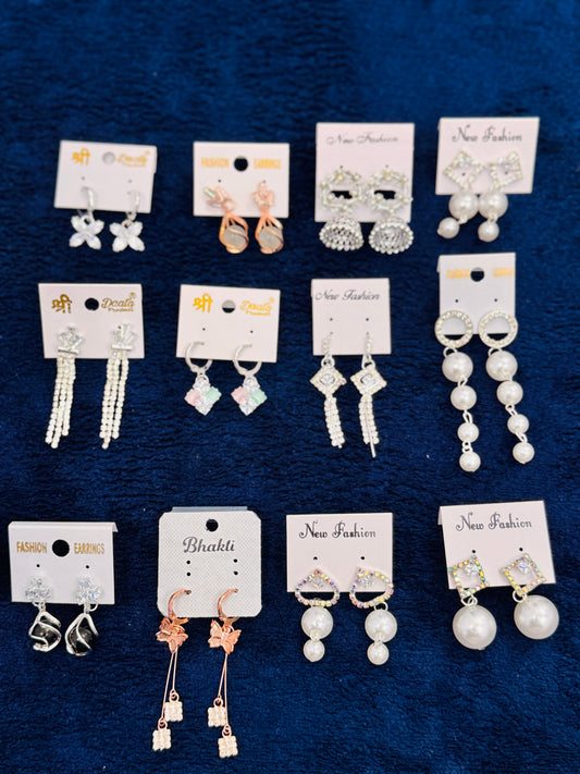 12 Pair Beutifull Earring Silver oxodised
