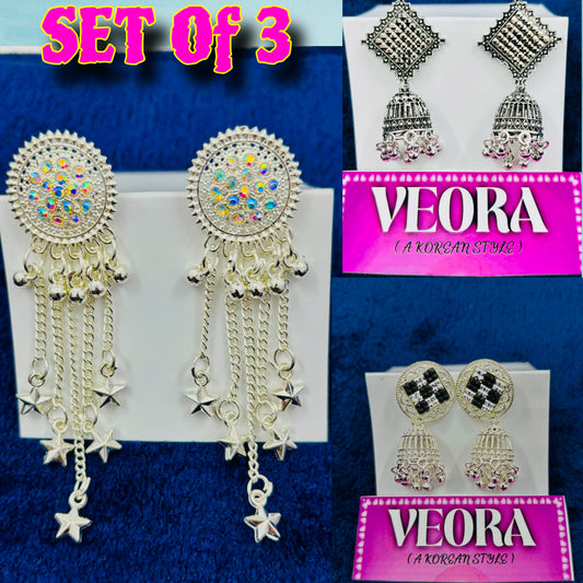 Set of 3 Star Drop earring royal fashion