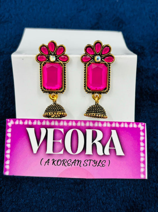 Luxery Best  with pink colour Earrings set Of 1