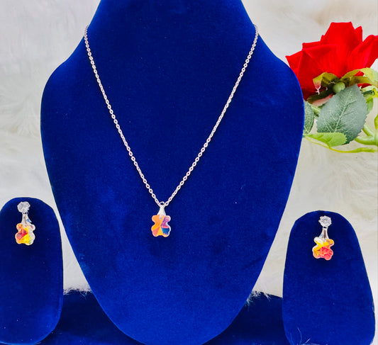 2 Neckless Set With Red Rose And gorgeous Oxidised Earrings