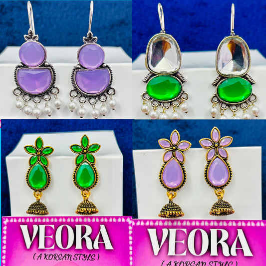 Set Of 4 Royal Colour Earrings